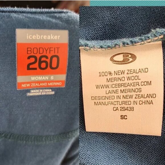 Icebreaker 260 Bodyfit Blue 100% Merino Wool Half Zip - Picture 5 of 5